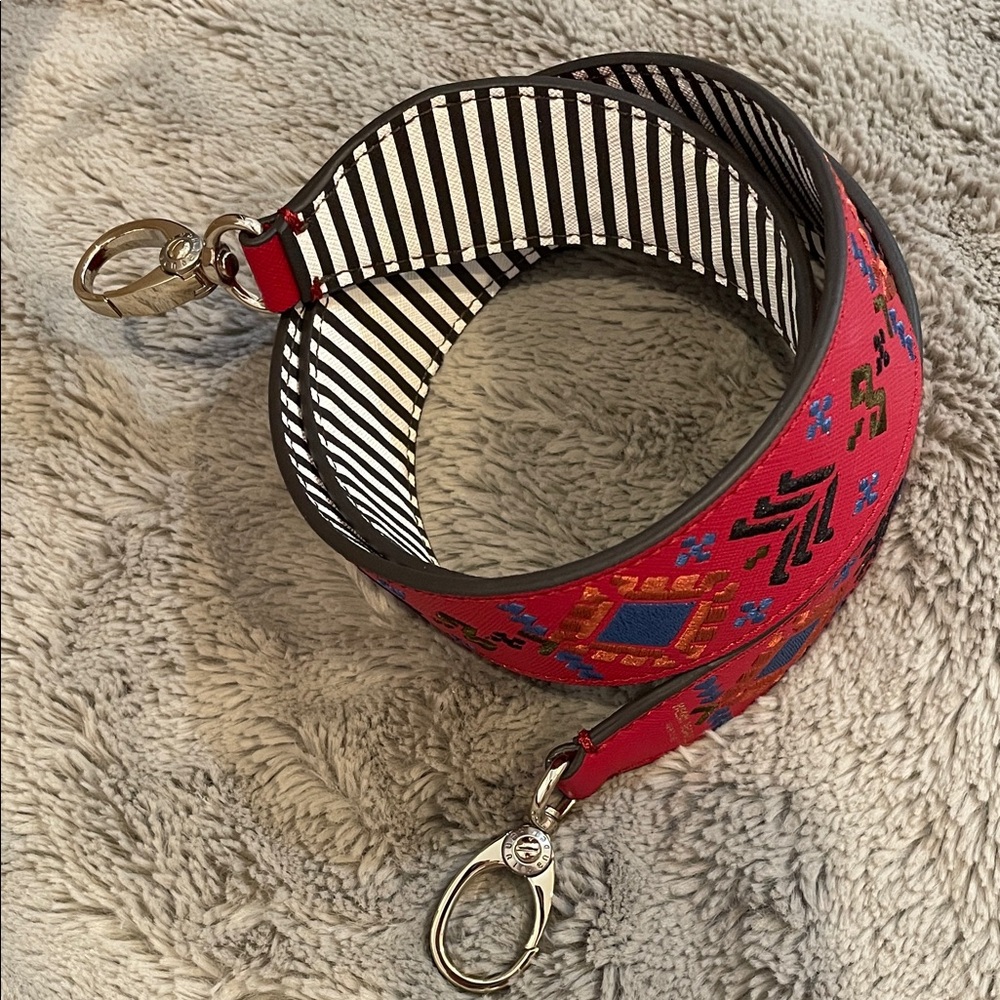 HENRI BENDEL Embroidered Guitar Bag Strap | EUC